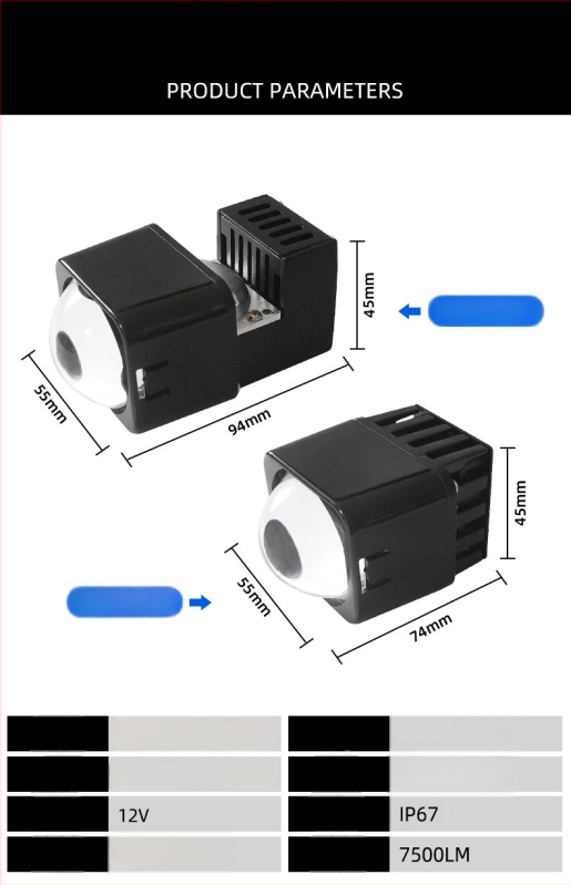 M1 Matrix modul LED Laser Bi-Optický pre auto — 12V, 45W, 3.5A, hliníková zliatina puzdro, životnosť 30000 h