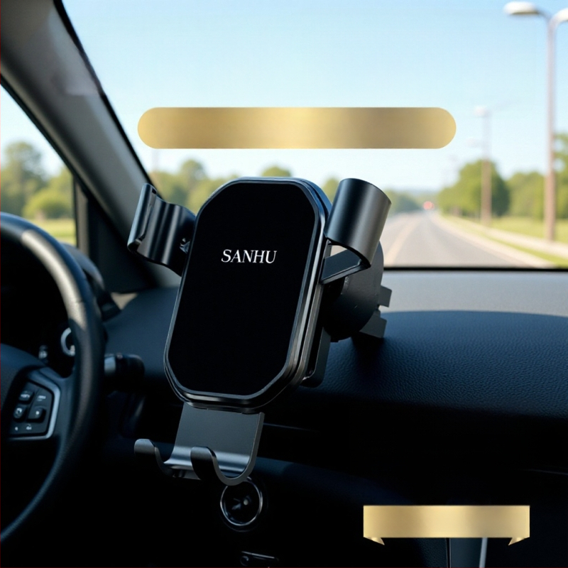 Držiak na telefón do auta s montážou na výduch vzduchu, gravitačný senzor, trojuholníkový zrkadlový dizajn, snap-on inštalácia