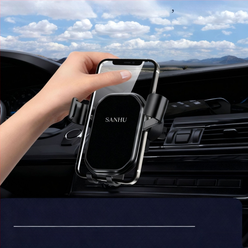 Držiak na telefón do auta s montážou na výduch vzduchu, gravitačný senzor, trojuholníkový zrkadlový dizajn, snap-on inštalácia