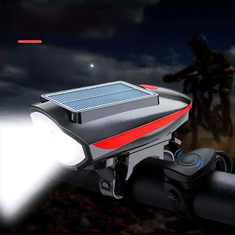 Tourmaline solárne predné svetlo na horské kolo so zvončekom – prispôsobiteľné spracovanie, pripravené na súkromnú značku