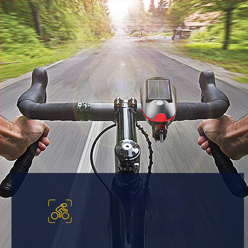 Tourmaline solárne predné svetlo na horské kolo so zvončekom – prispôsobiteľné spracovanie, pripravené na súkromnú značku