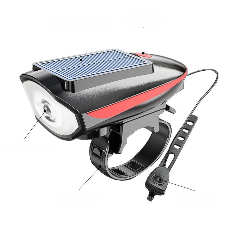 Tourmaline solárne predné svetlo na horské kolo so zvončekom – prispôsobiteľné spracovanie, pripravené na súkromnú značku