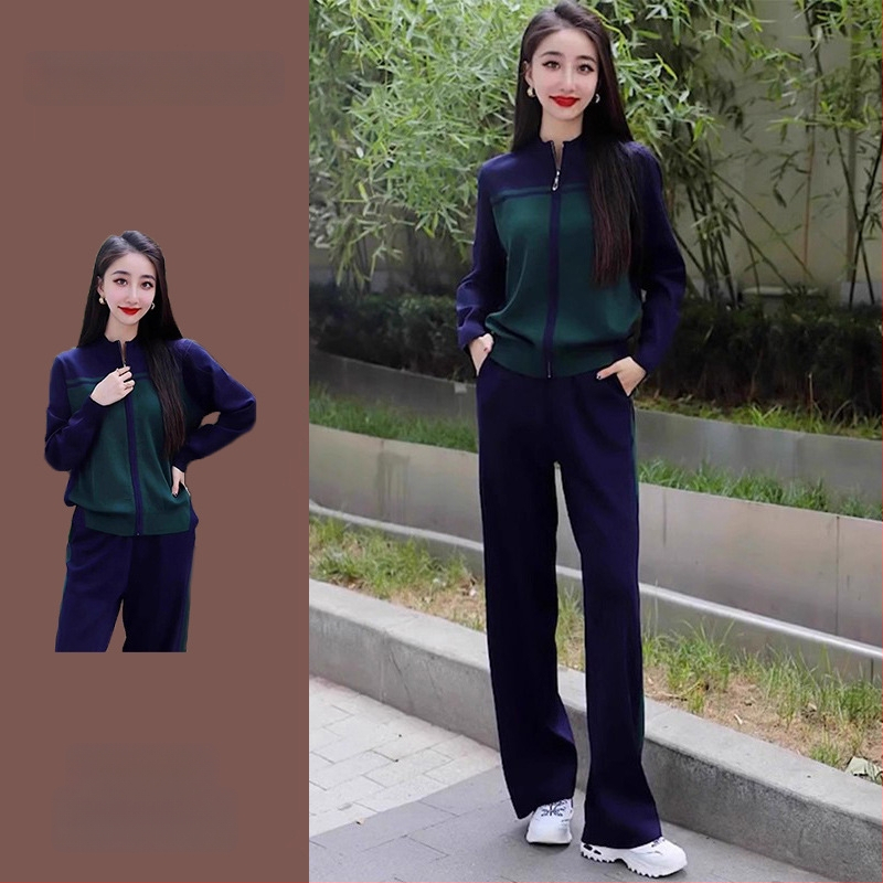 Dámsky dvojdielny športovo-casual set na jeseň 2025, japonsko-kórejský minimalistický štýl, dlhé rukávy, polyester 80–90%, bez žehlenia