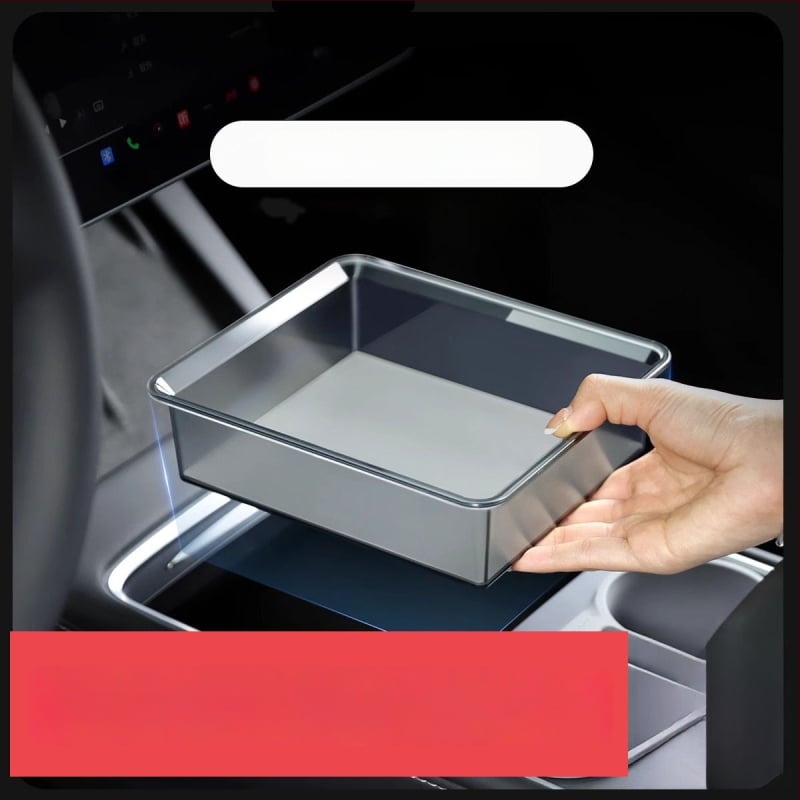 Box na stredovú konzolu pre Tesla Model Y/3 (YL prepracované vydanie) – medzi sedadlami, z plastu, vodotesný, odolný voči tlaku, s držadlom