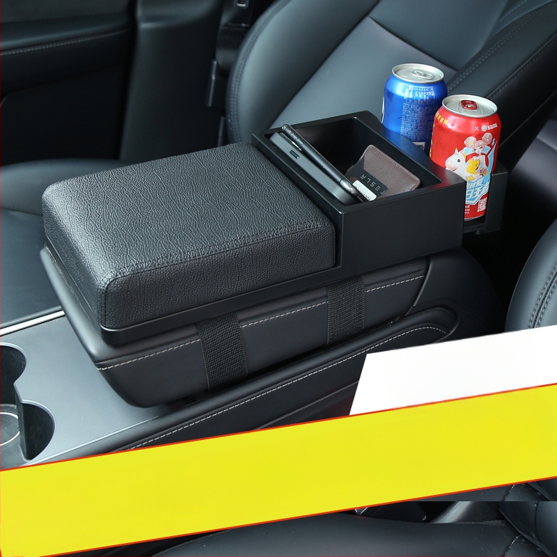 Automašīnas rokasbalsta kastes organizētājs ar salvetes kastīti un izvelkamu glāžu turētāju, plastmasa, modelis 3519, universāla saderība