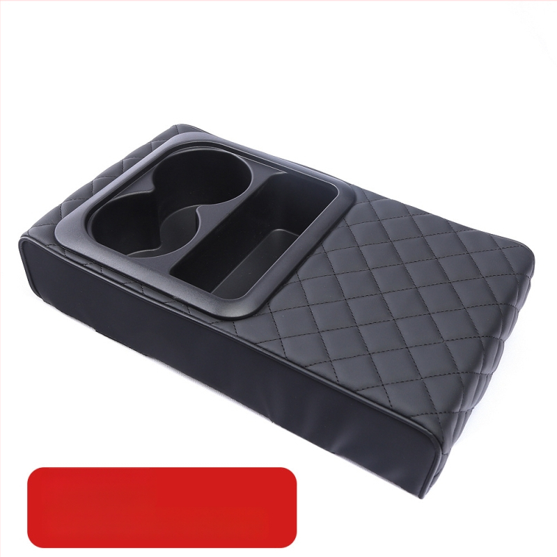 Ādas automašīnas elkoņa atbalsta līdzeklis ar krūzes turētāju un uzglabāšanas nodalījumu, universāls, zīmols sumu