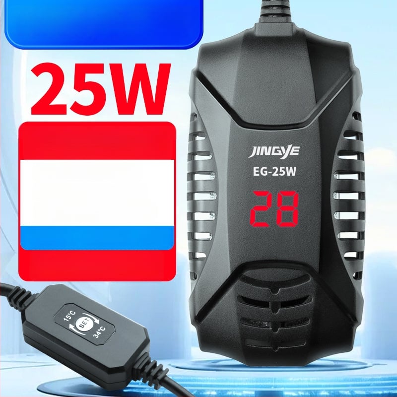 Akvarijná ohrievacia tyč pre želvy s konštantnou teplotou – vhodná pre nízku hladinu vody, 25–150W, plast, Jingye