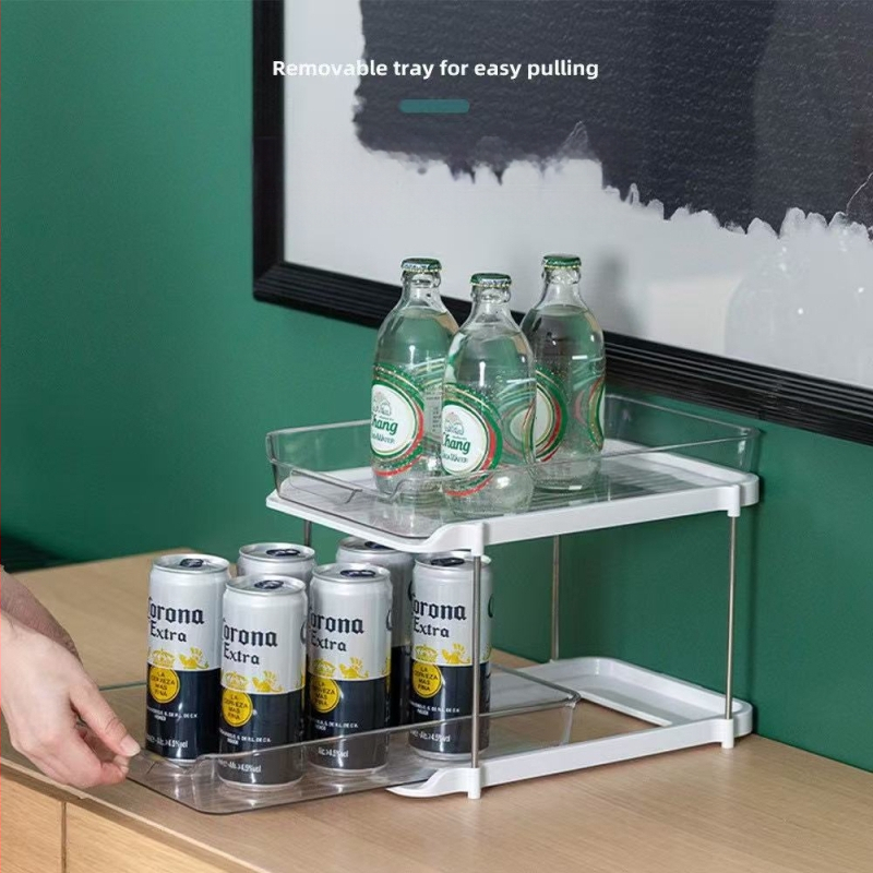 Stojan na poháre na stole s dvojposchodovým systémom, priehľadný, plastový, model JN-501, kód produktu JN-50, viacúčelový, moderný minimalistický štýl