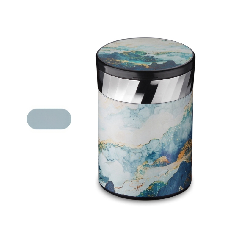 FOGSON automobilová popolník s viečkom a LED, kovový, prenosný, viacfunkčný, skladovanie