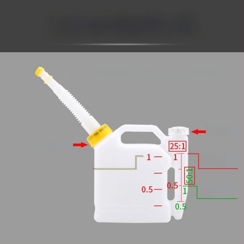 Zmiešavacia nádoba na olej pre dvojtaktné motory, s veľkou kapacitou, kompatibilná s reťazovou pílou, kosačkou a nožnicami na živý plot – Tianwang