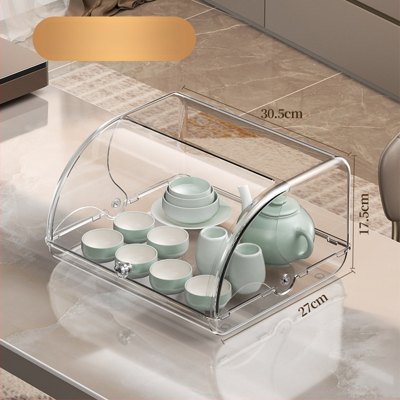 Box na čajový servis s výklopným vekom, PET plast, model 2324, prachotesný, možnosť tlače loga, spracovanie na zákazku k dispozícii