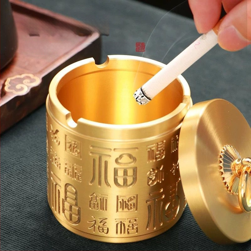 Popolník z mosadz s viečkom, štýl auta, stolová ozdoba, klasický a minimalistický