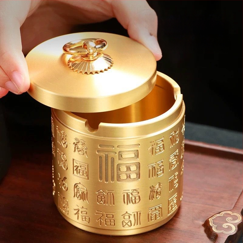 Popolník z mosadz s viečkom, štýl auta, stolová ozdoba, klasický a minimalistický