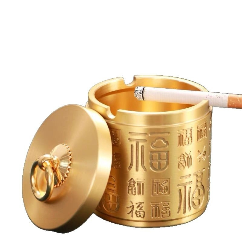 Popolník z mosadz s viečkom, štýl auta, stolová ozdoba, klasický a minimalistický