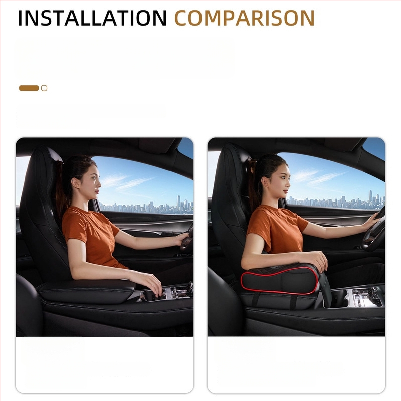 Automašīnas centrālās konsoles rokas balsts ar augstuma palielinājumu, ādas materiāls, universāla saderība, 400 g, pielāgota apstrāde