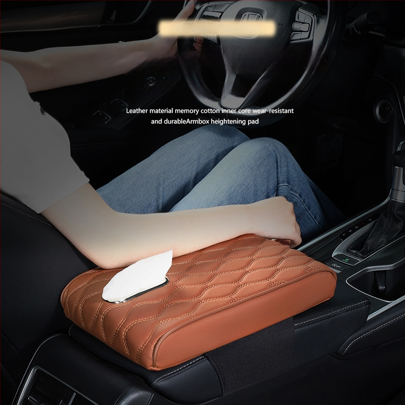 Ādas auto rokas balsts ar salvetes turētāju – universāla saderība, pielāgošana pēc pasūtījuma, privātās etiķetes atļauja