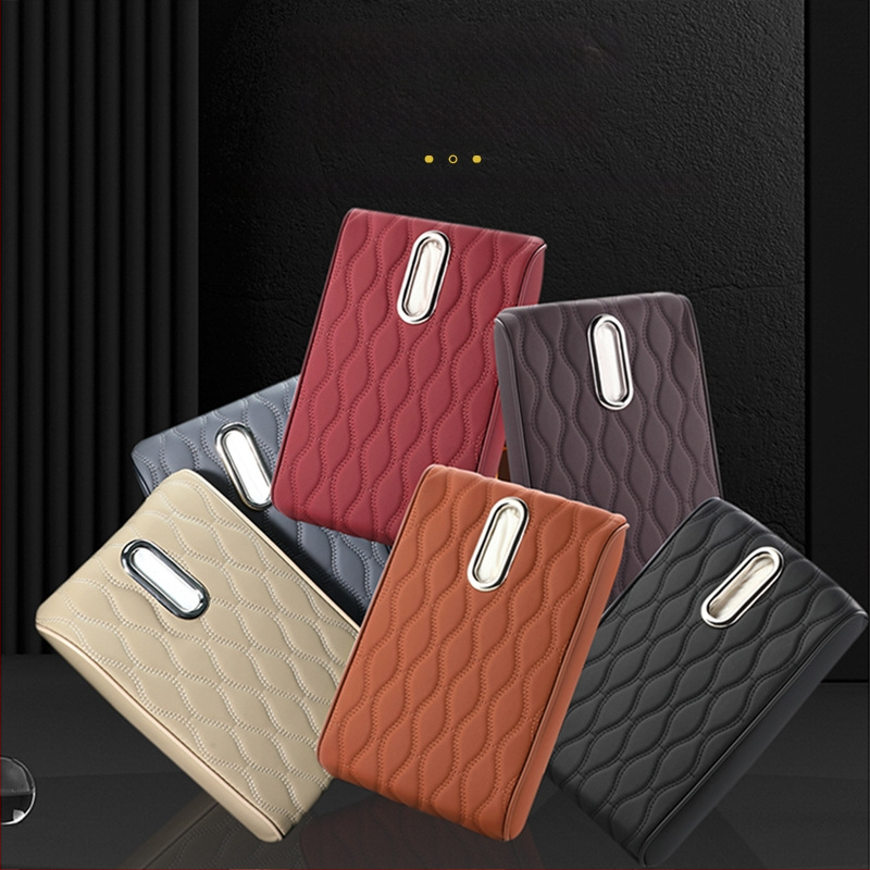 Ādas auto rokas balsts ar salvetes turētāju – universāla saderība, pielāgošana pēc pasūtījuma, privātās etiķetes atļauja