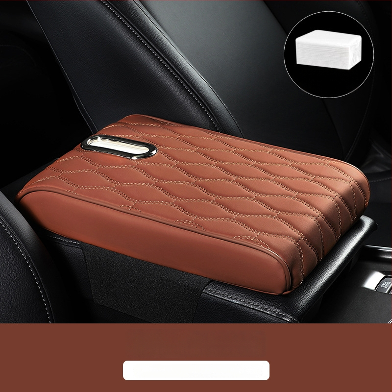 Ādas auto rokas balsts ar salvetes turētāju – universāla saderība, pielāgošana pēc pasūtījuma, privātās etiķetes atļauja