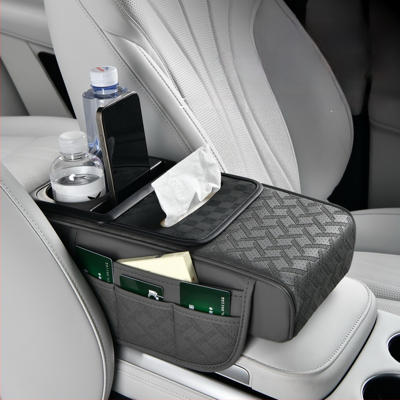 Ādas automašīnas centra rokas balsts papildu spilvens ar papīra salvetēm un krūzes turētāju, Modelis 51, Vispārēja saderība, Svars 500, Kods Rzh-51