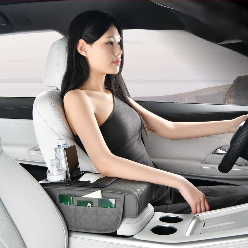 Ādas automašīnas centra rokas balsts papildu spilvens ar papīra salvetēm un krūzes turētāju, Modelis 51, Vispārēja saderība, Svars 500, Kods Rzh-51