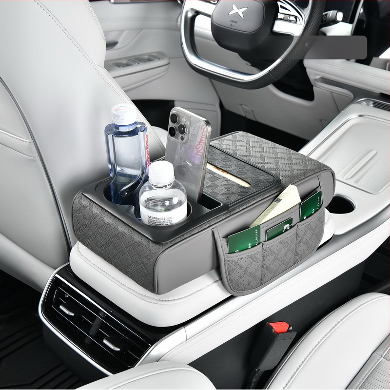 Ādas automašīnas centra rokas balsts papildu spilvens ar papīra salvetēm un krūzes turētāju, Modelis 51, Vispārēja saderība, Svars 500, Kods Rzh-51