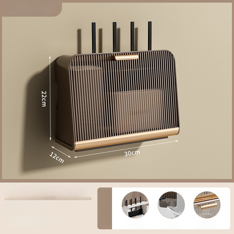 Box na ukladanie smerovača s viečkom, 5 priehradkami, na stenu, prachotesný plastový organizér pre káble a set-top box