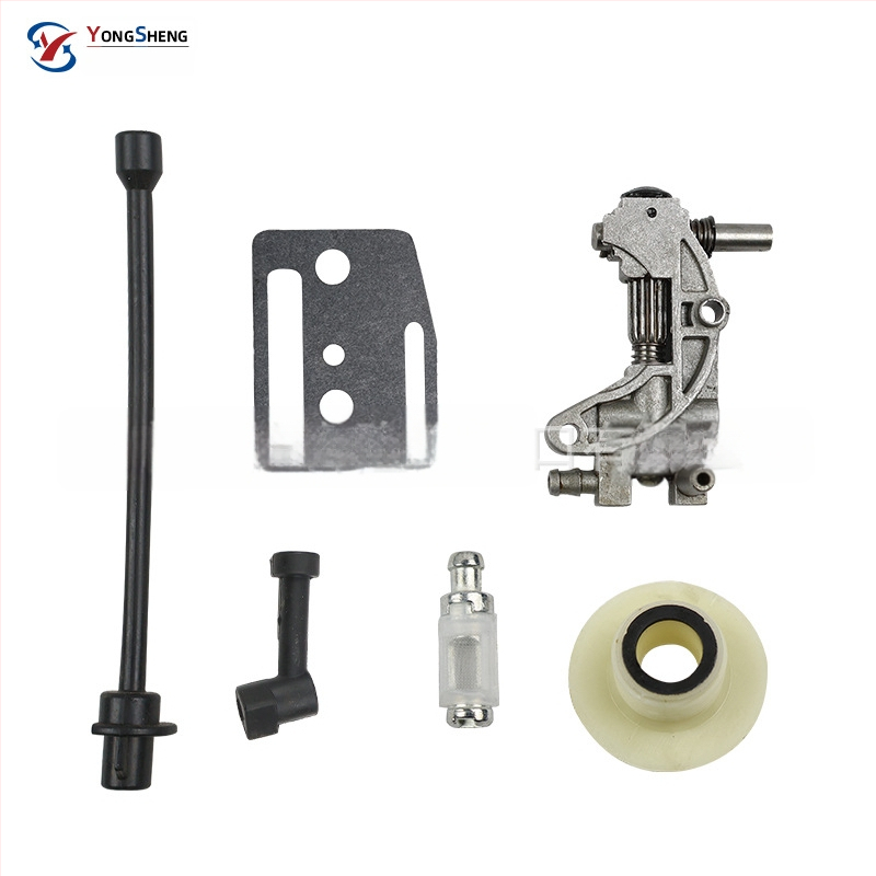 Sada dielov pre reťazovú pílu: olejová pumpa, turbínový olejovod, palivový vodič — 7 kusov, model 450052005800