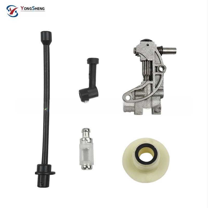 Sada dielov pre reťazovú pílu: olejová pumpa, turbínový olejovod, palivový vodič — 7 kusov, model 450052005800