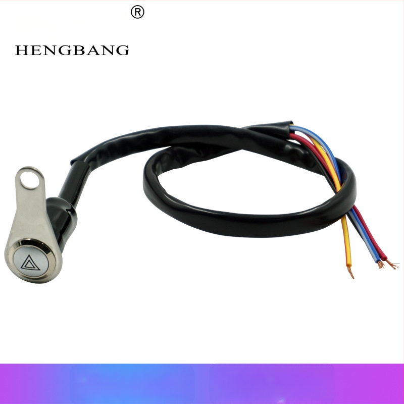 Motocyklový LED prepínač pre dvojité blikanie so samouzamykacím kovovým tlačidlom a kovovým montážnym držiakom KG-057A