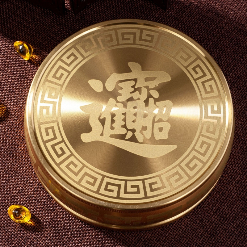 Meďový popolník s viečkom, čínskeho štýlu ozdoba pre domov a kanceláriu