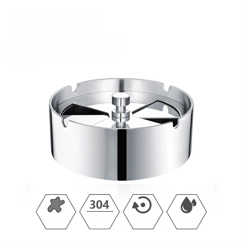 Stalinis peleninės su pasukamu dangteliu, pagamintas iš kietojo nerūdijančio plieno, skirtas namų ir automobilio naudojimui; šlifuota apdaila; pritaikymas galimas