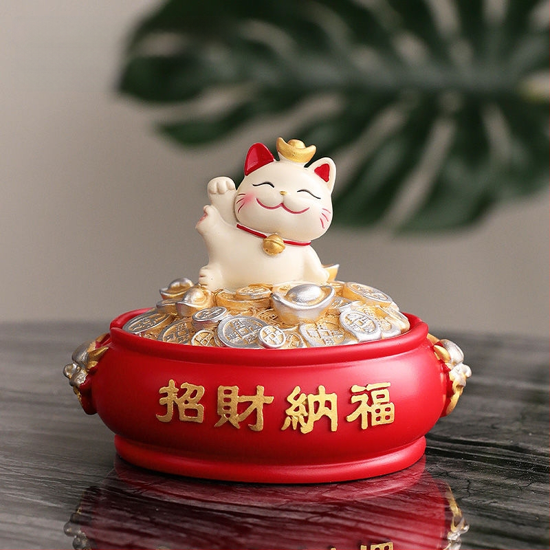 Popolník z živice s Maňkenko-nekom s viečkom, ručne vyrezávaný dekor pre dom a kanceláriu, kód výrobku y1120, vyrobené v Číne, exkluzívny cezhraničný export