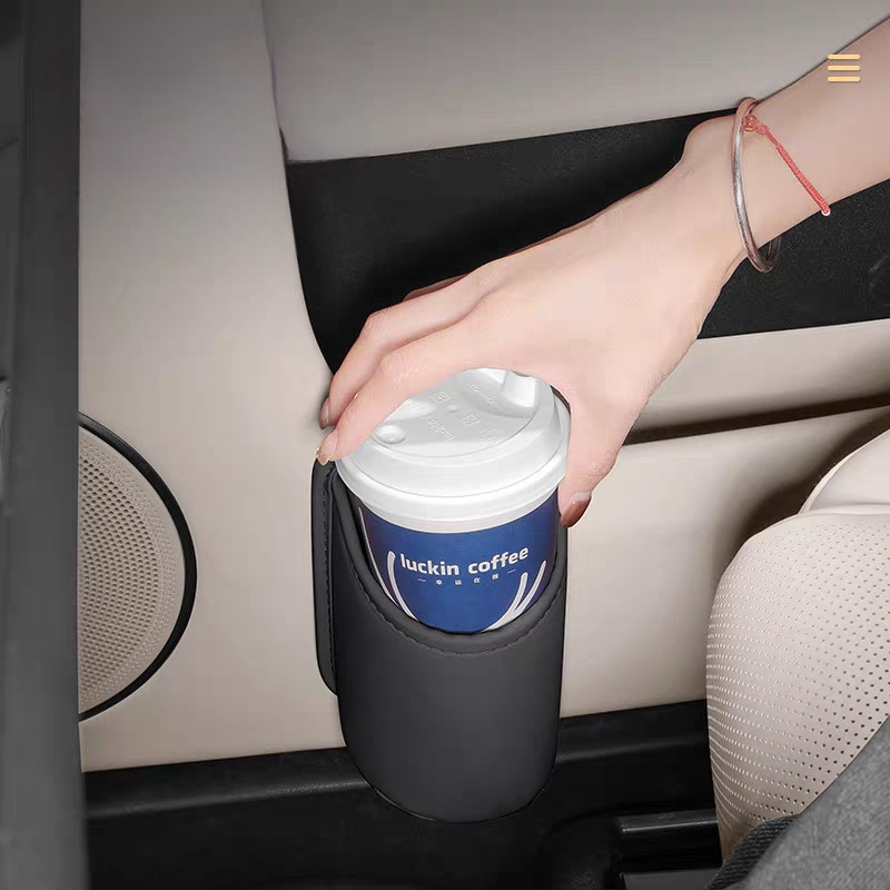 Kožený držiak na pohár v aute a zadná skrinka na uloženie vzadu pri operadle dverí — Značka Fadil, Model Storage Box, Číslo položky Cup Holder