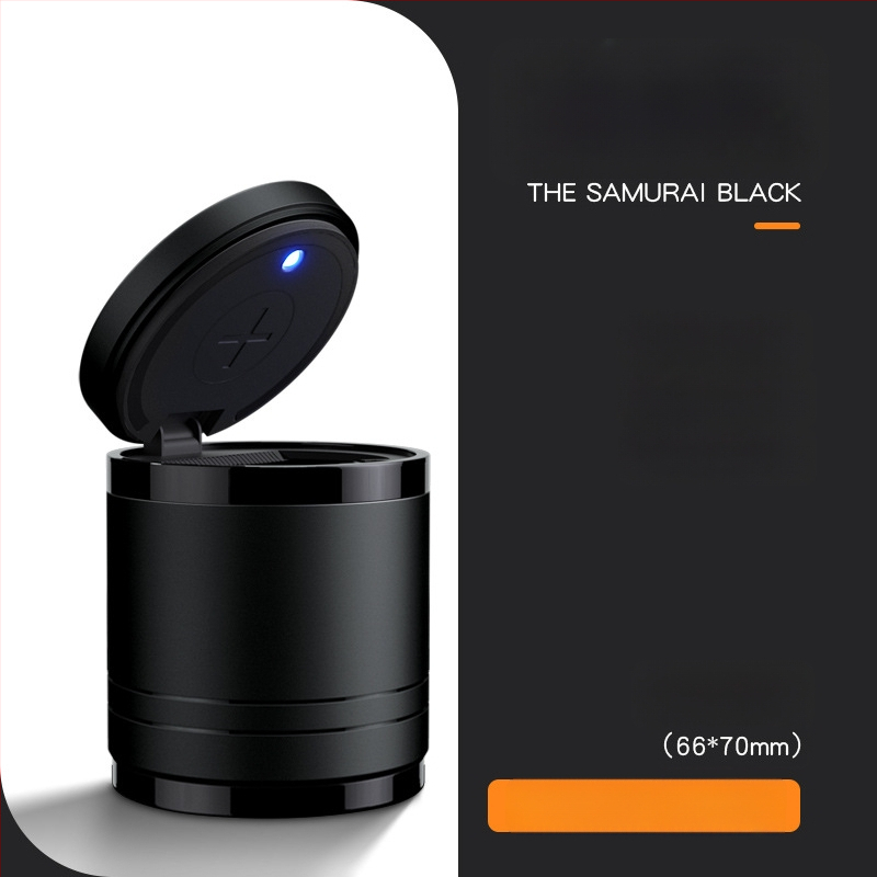 Chytrý automobilový popolník s vekom a svetlom, kovový, model YHG-1, gravírovaný povrch, prispôsobiteľný, na použitie v aute aj doma