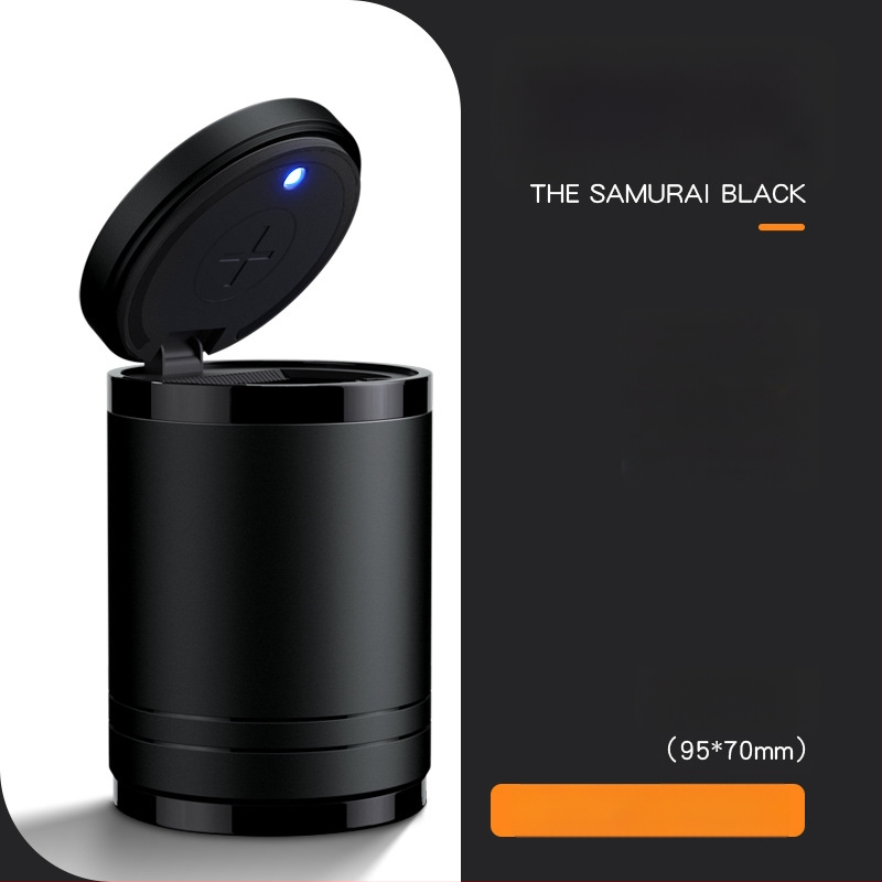 Chytrý automobilový popolník s vekom a svetlom, kovový, model YHG-1, gravírovaný povrch, prispôsobiteľný, na použitie v aute aj doma