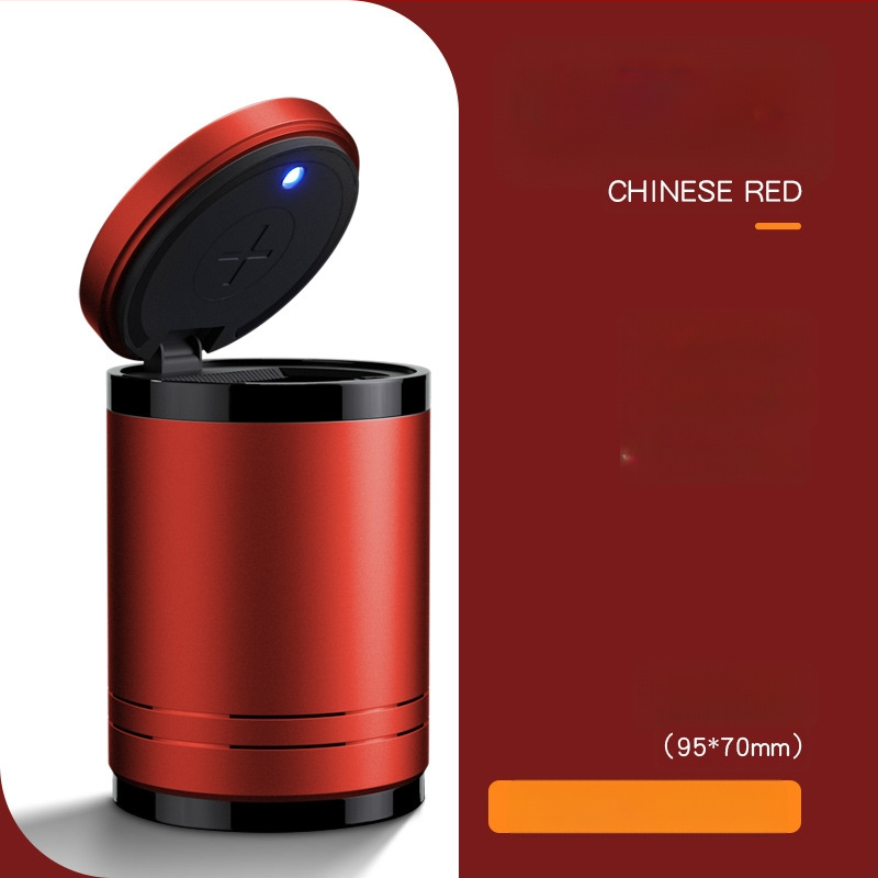 Chytrý automobilový popolník s vekom a svetlom, kovový, model YHG-1, gravírovaný povrch, prispôsobiteľný, na použitie v aute aj doma