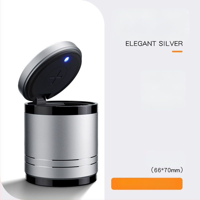 Chytrý automobilový popolník s vekom a svetlom, kovový, model YHG-1, gravírovaný povrch, prispôsobiteľný, na použitie v aute aj doma