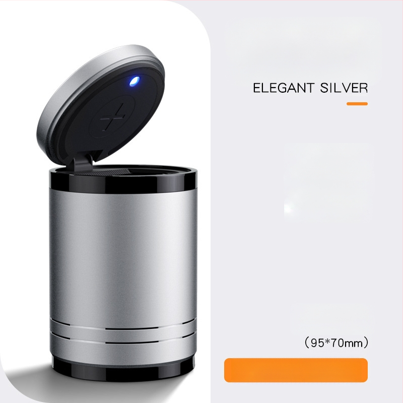 Chytrý automobilový popolník s vekom a svetlom, kovový, model YHG-1, gravírovaný povrch, prispôsobiteľný, na použitie v aute aj doma