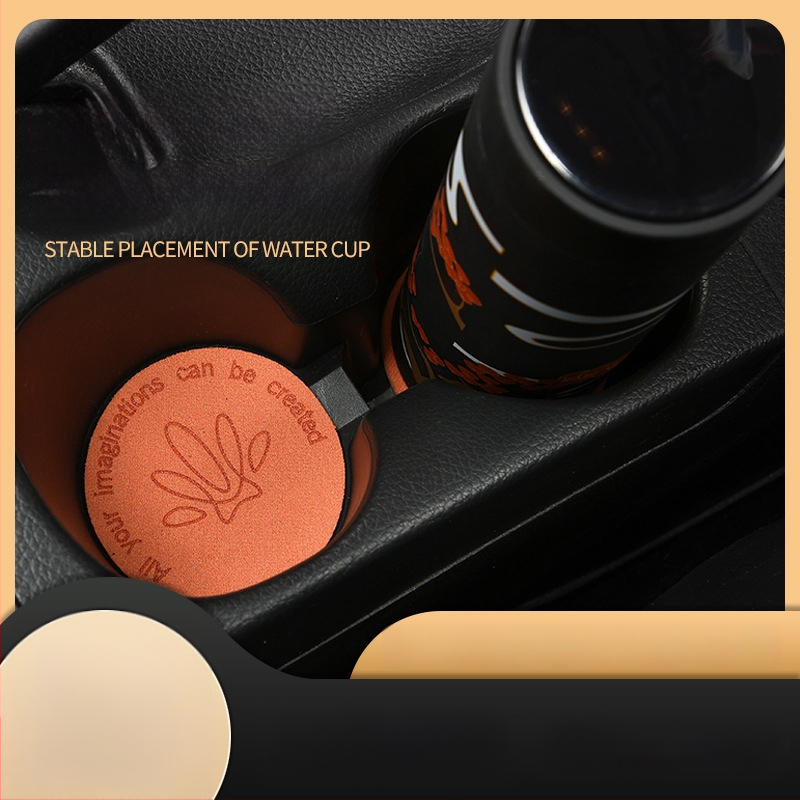 PU medžiagos automobilių puodelio kilimėlis – prabangus zomšinis paviršius, atsparus smūgiams, neslidus, universalus (Kilmė: Zhejiang; Prekė: Evans; Be logotipo)