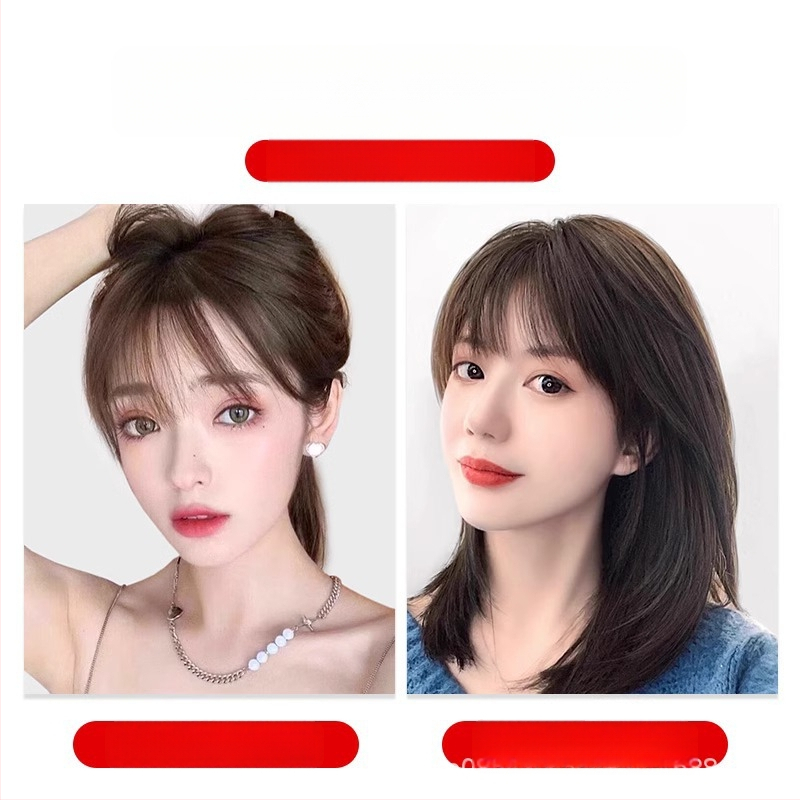 Parčík paruky na vrch hlavy, pravé ľudské vlasy, realistický skalp, rovné ofinky, Diamond net model, pre ženy, možno farbiť alebo narovnať