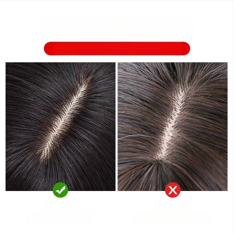 Parčík paruky na vrch hlavy, pravé ľudské vlasy, realistický skalp, rovné ofinky, Diamond net model, pre ženy, možno farbiť alebo narovnať