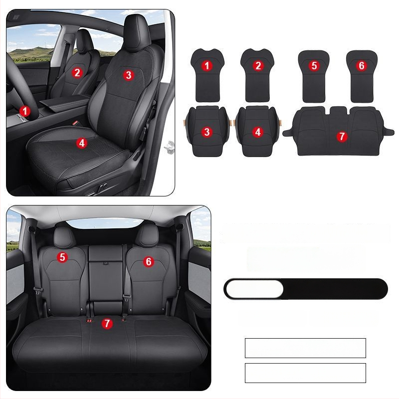 Tesla Model Y – ādas sēdekļa spilvena pārsegs un aizsargs, Nappa āda, ventilēts, specifisks modelim, lieliska kvalitāte