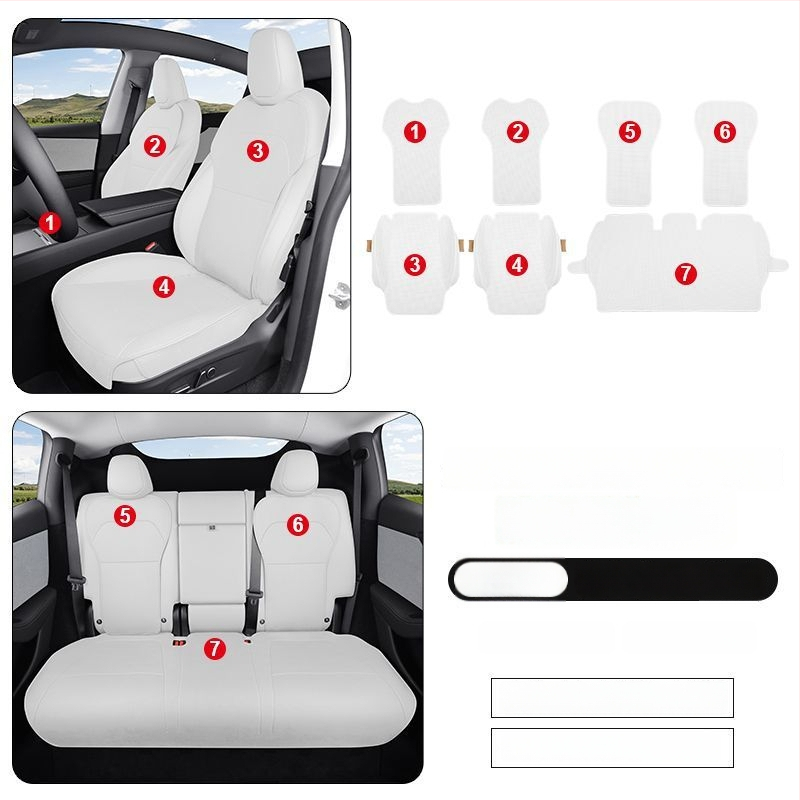 Tesla Model Y – ādas sēdekļa spilvena pārsegs un aizsargs, Nappa āda, ventilēts, specifisks modelim, lieliska kvalitāte