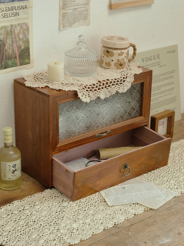 Drevená kozmetická skrinka v japonskom štýle na stolný organizér, 18 L kapacita, na laky na nechty a parfémy