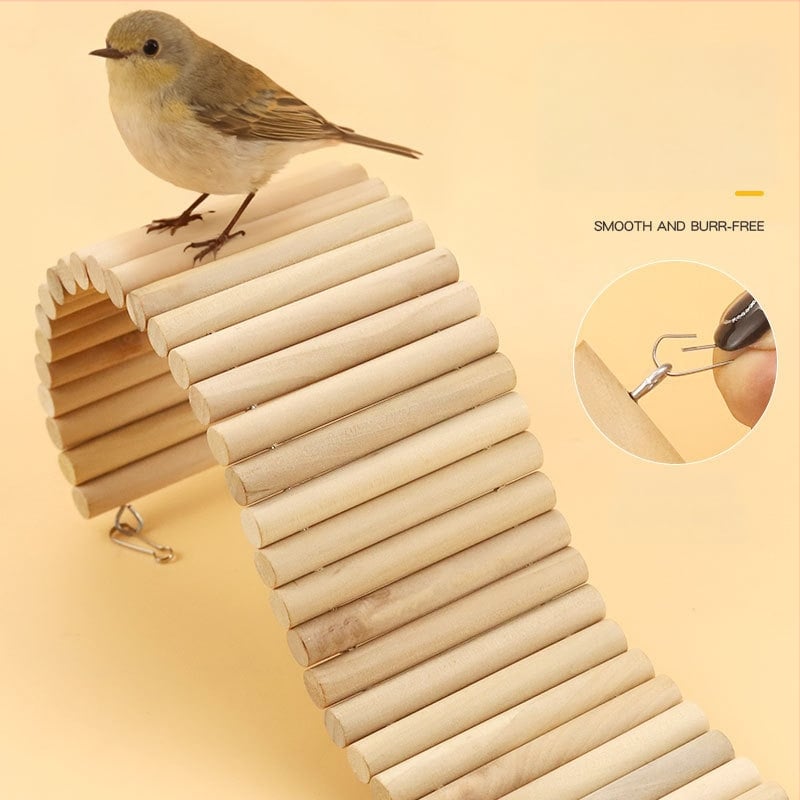 Dekor do klietky pre škrečka: drevený oblúkový most, lezecký rebrík a deliace panely