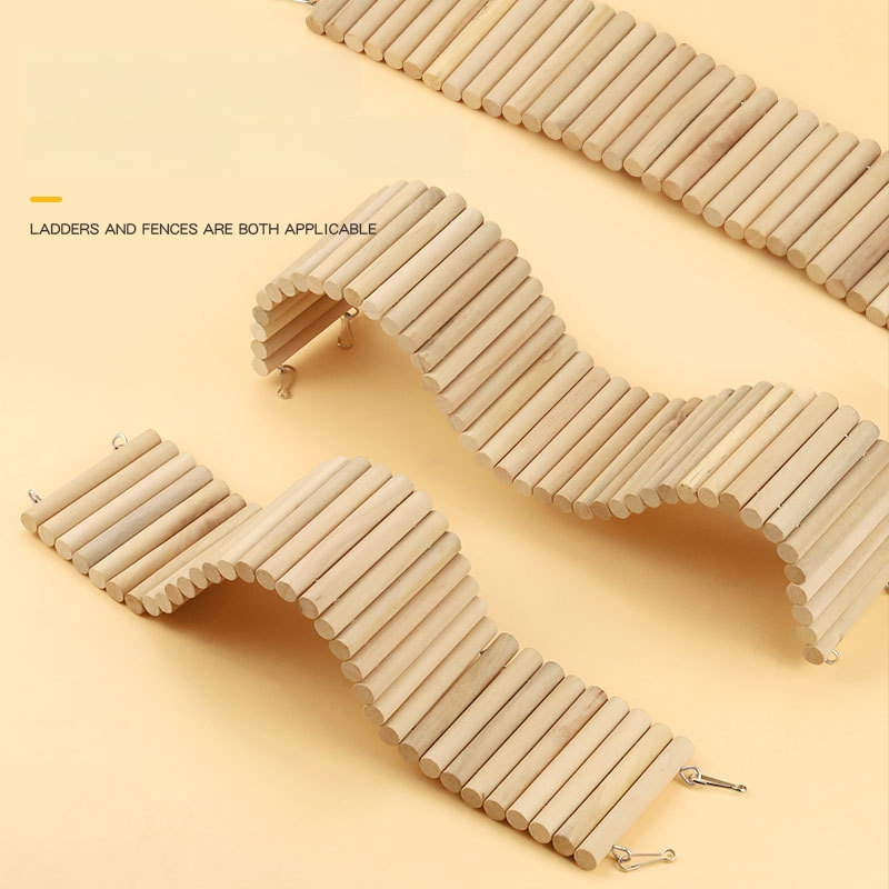 Dekor do klietky pre škrečka: drevený oblúkový most, lezecký rebrík a deliace panely