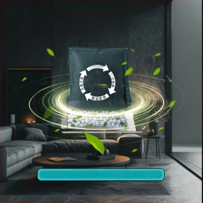 Taška z aktívneho bambusového uhlia pre čistenie vzduchu v miestnosti, odstraňovanie formaldehydu a zápachov, vizuálny indikátor, 1 kg