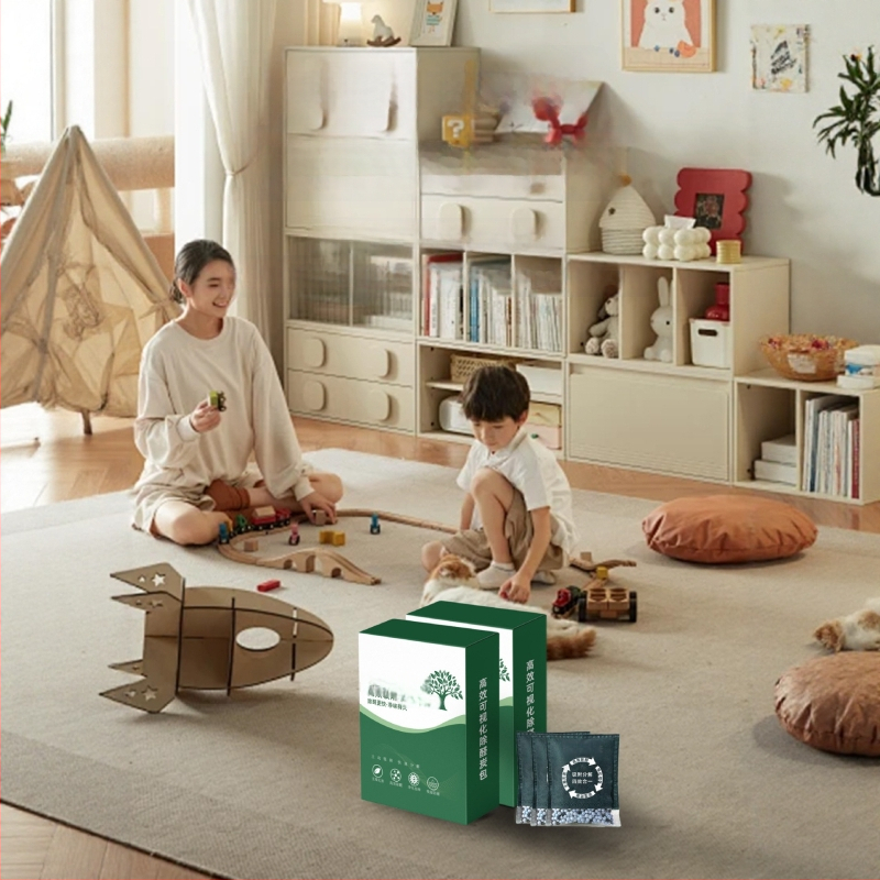 Taška z aktívneho bambusového uhlia pre čistenie vzduchu v miestnosti, odstraňovanie formaldehydu a zápachov, vizuálny indikátor, 1 kg