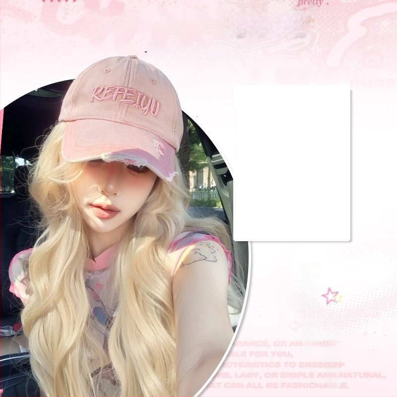 Parochňa s klobúkom – dlhé kučeravé vlasy, kórejský štýl, prirodzený vzhľad, nerozoberateľná celá hlava, teplovzdorný hodvábny materiál