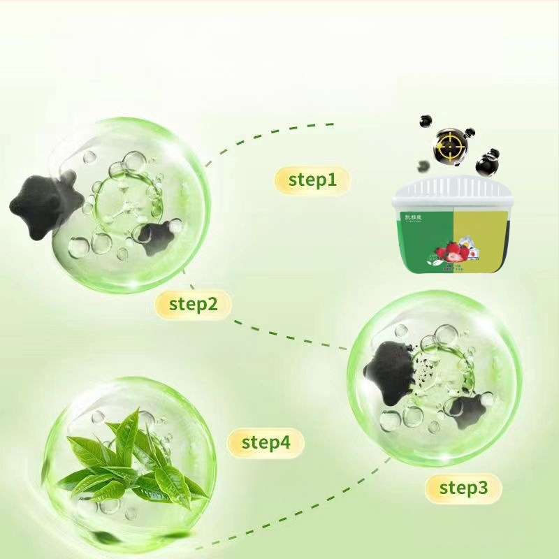 Chladničkový deodorant – viacfunkčný prostriedok na odstránenie zápachu s čajovými polyfenolmi + aktívnym uhlím, 120 g, Guangdong pôvod, Kaiazhi